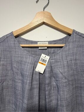 Van Heusen Women's Heathered Light Blue Scoop Neck Blouse